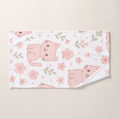 Niedlich Kawaii Pink Katzen und Blume Handtuchhalt Badhandtuch Set (Handtuch)