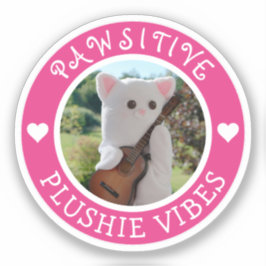 Niedlich Kawaii Pink Pawsitive Plushie Vibes Foto Aufkleber