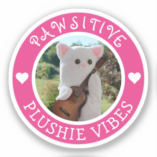 Niedlich Kawaii Pink Pawsitive Plushie Vibes Foto Aufkleber (Vorderseite)