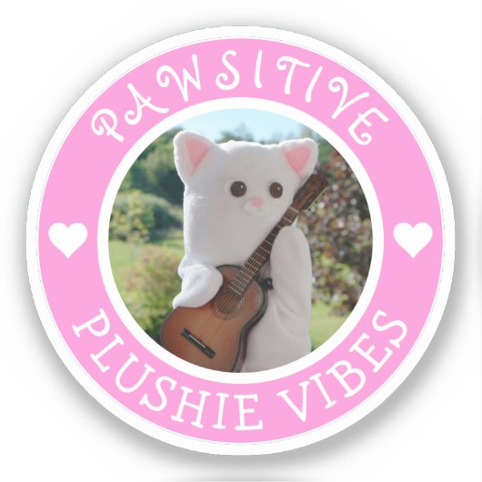 Niedlich Kawaii Pink Pawsitive Plushie Vibes Foto Aufkleber (Vorderseite)