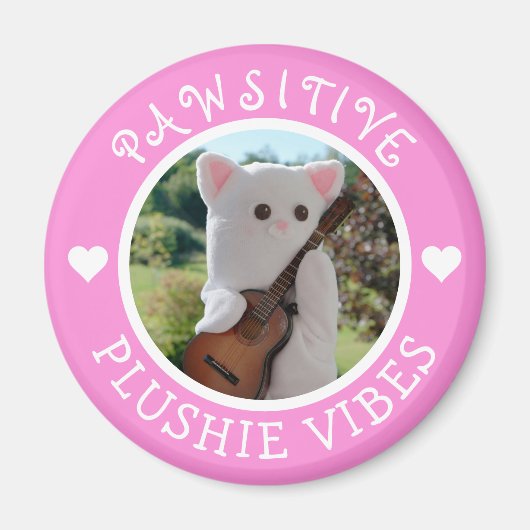 Niedlich Kawaii Pink Pawsitive Plushie Vibes Foto Magnet (Vorne)