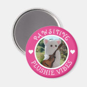 Niedlich Kawaii Pink Pawsitive Plushie Vibes Foto Magnet (Vorderseite/Rückseite)