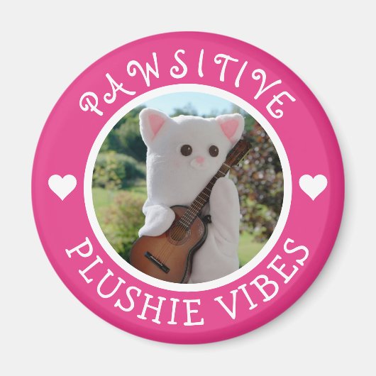 Niedlich Kawaii Pink Pawsitive Plushie Vibes Foto Magnet (Vorne)