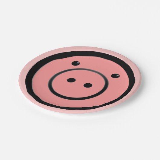 Niedlich Kawaii Pink Pig Vector Art Pappteller (Schrägansicht)