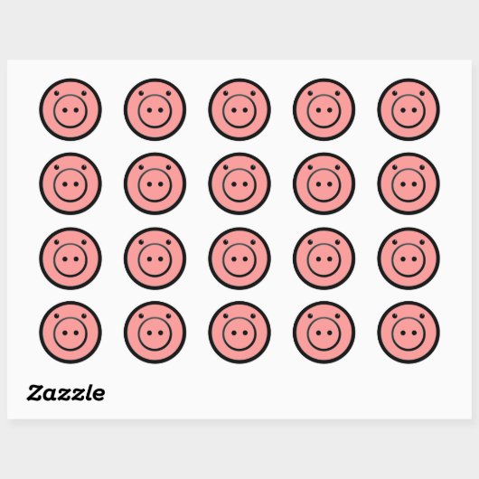 Niedlich Kawaii Pink Pig Vector Art Runder Aufkleber (Blatt)