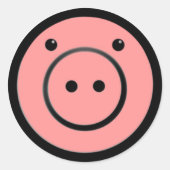Niedlich Kawaii Pink Pig Vector Art Runder Aufkleber (Vorderseite)