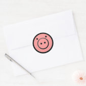 Niedlich Kawaii Pink Pig Vector Art Runder Aufkleber (Umschlag)