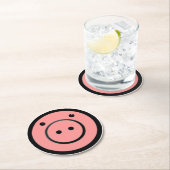 Niedlich Kawaii Pink Pig Vector Art Runder Pappuntersetzer (Vor Ort)