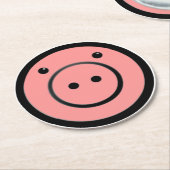 Niedlich Kawaii Pink Pig Vector Art Runder Pappuntersetzer (Angewinkelt)