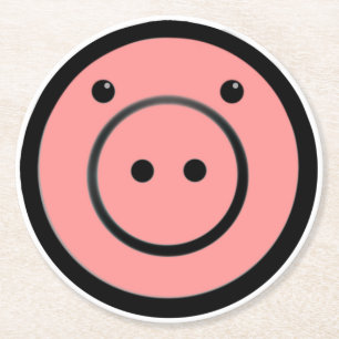 Niedlich Kawaii Pink Pig Vector Art Runder Pappuntersetzer