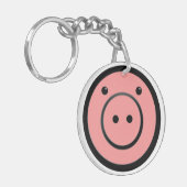 Niedlich Kawaii Pink Pig Vector Art Schlüsselanhänger (Vorderseite links)