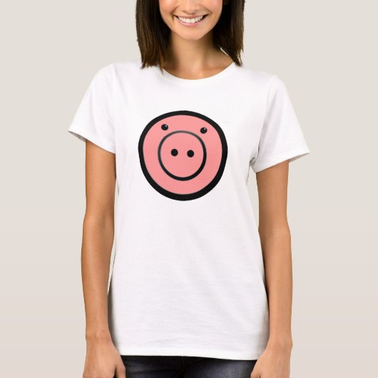 Niedlich Kawaii Pink Pig Vector Art T-Shirt (Vorderseite)