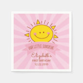Niedlich Kawaii Pink Sunshine Kinder 1. Geburtstag Serviette (Vorderseite)