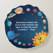 Niedlich Kawaii Planet Neptune Rundes Kissen (Rückseite)