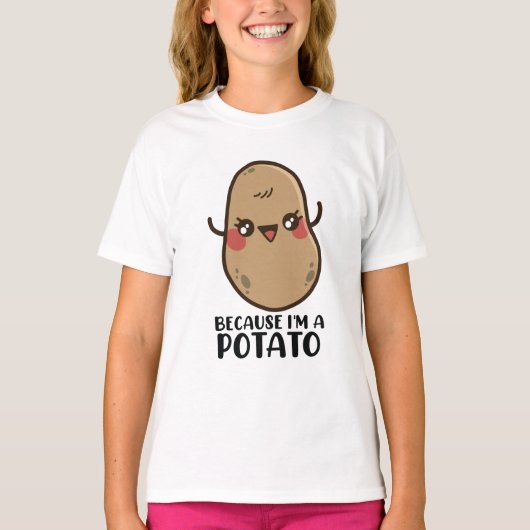 Niedlich Kawaii Potato weil ich eine Kartoffel bin T-Shirt (Vorderseite)