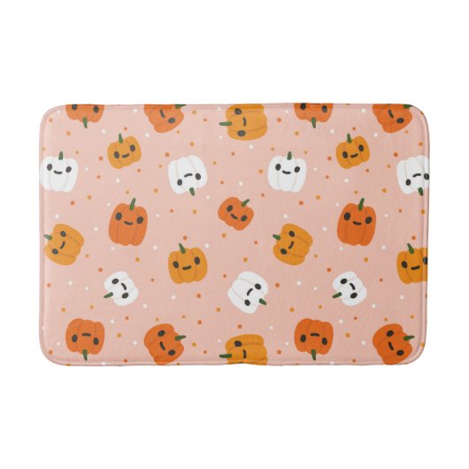Niedlich Kawaii Pumpkin Faces Pattern Badematte (Vorderseite)