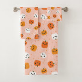 Niedlich Kawaii Pumpkin Faces Pattern Badhandtuch Set (Insitu)