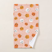 Niedlich Kawaii Pumpkin Faces Pattern Badhandtuch Set (Handtuch)