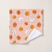 Niedlich Kawaii Pumpkin Faces Pattern Badhandtuch Set (Waschlappen)