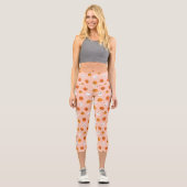 Niedlich Kawaii Pumpkin Faces Pattern Capri Leggings (Vorderseite)