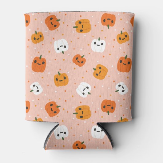 Niedlich Kawaii Pumpkin Faces Pattern Dosenkühler (Vorderseite)