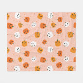 Niedlich Kawaii Pumpkin Faces Pattern Fleecedecke (Vorderseite (Horizontal))