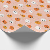 Niedlich Kawaii Pumpkin Faces Pattern Geschenkpapier (Ecke)
