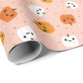 Niedlich Kawaii Pumpkin Faces Pattern Geschenkpapier (Rolleneckpunkt)
