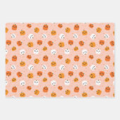 Niedlich Kawaii Pumpkin Faces Pattern Geschenkpapier Set (Vorderseite)