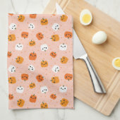 Niedlich Kawaii Pumpkin Faces Pattern Geschirrtuch (Viertel Falte)