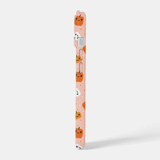 Niedlich Kawaii Pumpkin Faces Pattern iPhone 15 Hülle (Linke Seite)