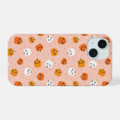 Niedlich Kawaii Pumpkin Faces Pattern iPhone 15 Hülle (Rückseite (Horizontal))