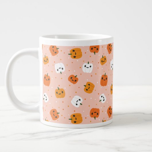 Niedlich Kawaii Pumpkin Faces Pattern Jumbo-Tasse (Links)