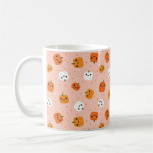 Niedlich Kawaii Pumpkin Faces Pattern Kaffeetasse