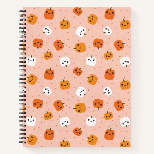 Niedlich Kawaii Pumpkin Faces Pattern Notizblock (Vorderseite)