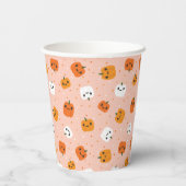 Niedlich Kawaii Pumpkin Faces Pattern Pappbecher (Rückseite)