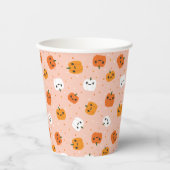 Niedlich Kawaii Pumpkin Faces Pattern Pappbecher (Vorderseite)