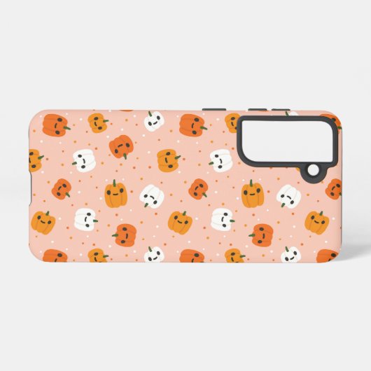 Niedlich Kawaii Pumpkin Faces Pattern Samsung Galaxy Hülle (Rückseite (Horizontal))