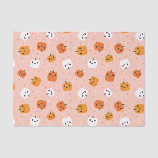Niedlich Kawaii Pumpkin Faces Pattern Seidenpapier (Vorderseite)