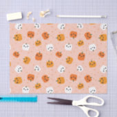 Niedlich Kawaii Pumpkin Faces Pattern Seidenpapier (Handwerk)