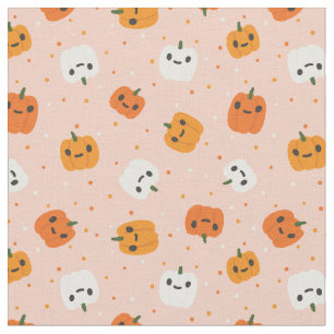 Niedlich Kawaii Pumpkin Faces Pattern Stoff