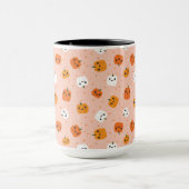 Niedlich Kawaii Pumpkin Faces Pattern Tasse (Zentrum)