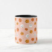 Niedlich Kawaii Pumpkin Faces Pattern Tasse (Zentrum)
