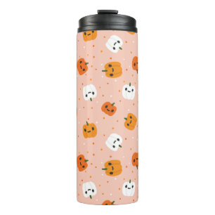 Niedlich Kawaii Pumpkin Faces Pattern Thermosbecher