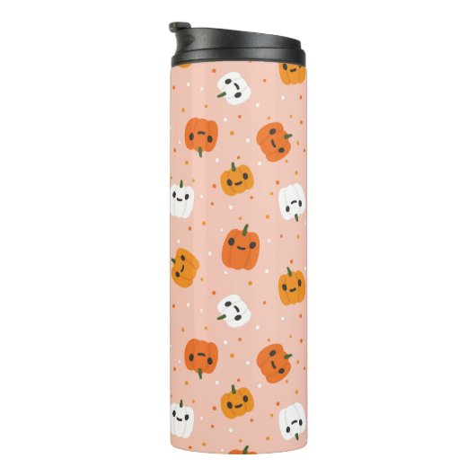 Niedlich Kawaii Pumpkin Faces Pattern Thermosbecher (Nach rechts gedreht)