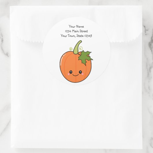 Niedlich Kawaii Pumpkin Runder Aufkleber (Tasche)