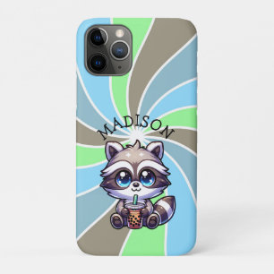 Niedlich Kawaii Raccoon mit Bubble Tee Personalisi Case-Mate iPhone Hülle