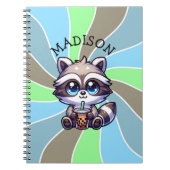 Niedlich Kawaii Raccoon mit Bubble Tee Personalisi Notizblock (Vorderseite)