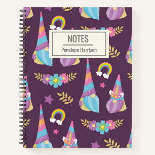 Niedlich Kawaii Rainbow Gnomes Muster Personalisie Notizblock