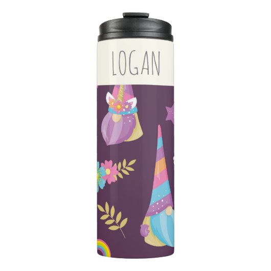 Niedlich Kawaii Rainbow Gnomes Muster Personalisie Thermosbecher (Vorderseite)